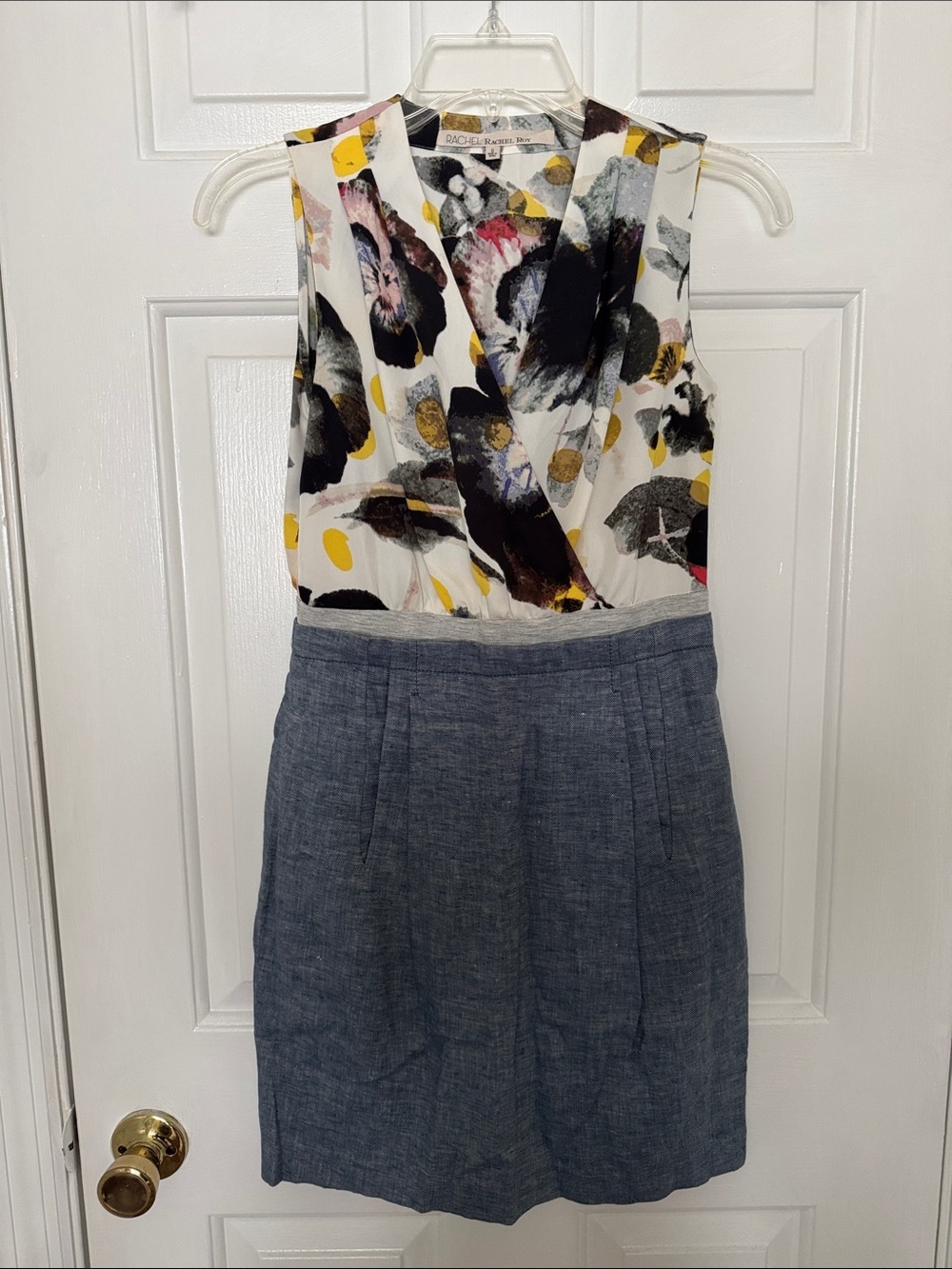 Rachel Roy floral and denim sleeveless dress